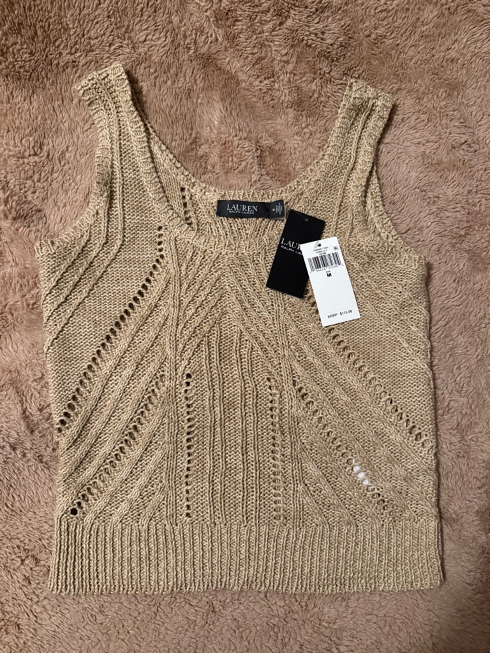 Ralph Lauren Cream Openwork Knit Tank